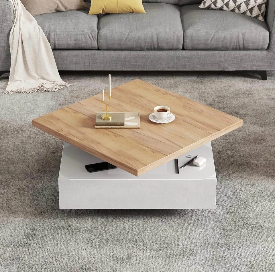 Square rotating coffee table with storage - photo 3