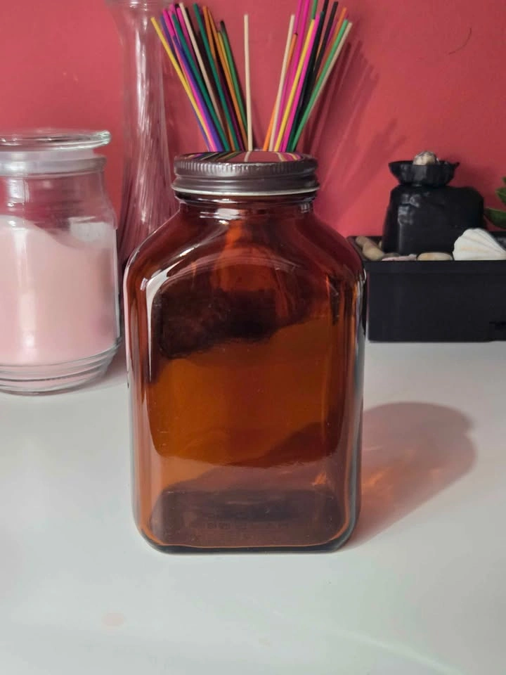 Antique Amber Glass Apothecary Jar - photo 2