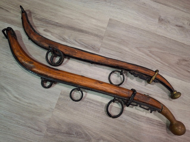 Antique Wooden Horse Hames with Brass Knobs
