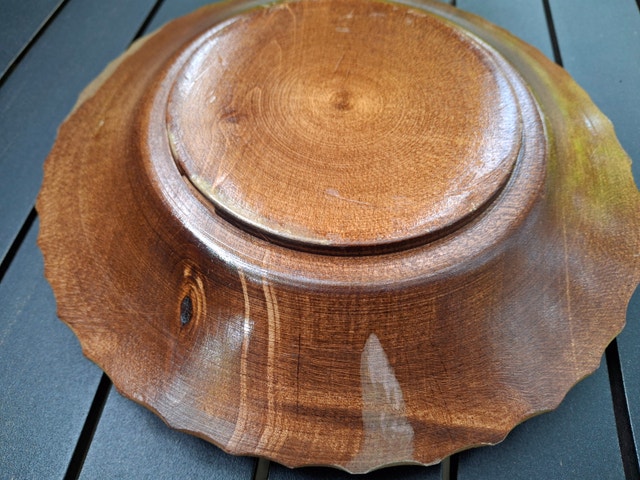 Vintage Hand-Carved Wooden Ashtray with Glass Insert - photo 4