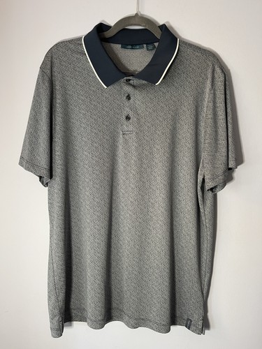 Perry Ellis Polo Shirt Mens XL Blue Short Sleeve Textured Patter