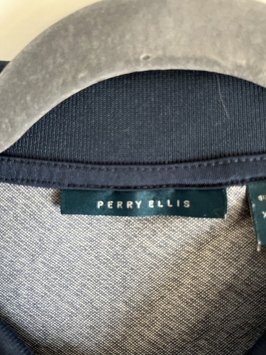 Perry Ellis Polo Shirt Mens XL Blue Short Sleeve Textured Patter - photo 3