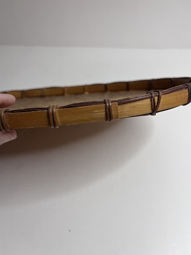 Vintage Woven Rattan Bamboo Winnowing Basket Oval Tray - photo 4