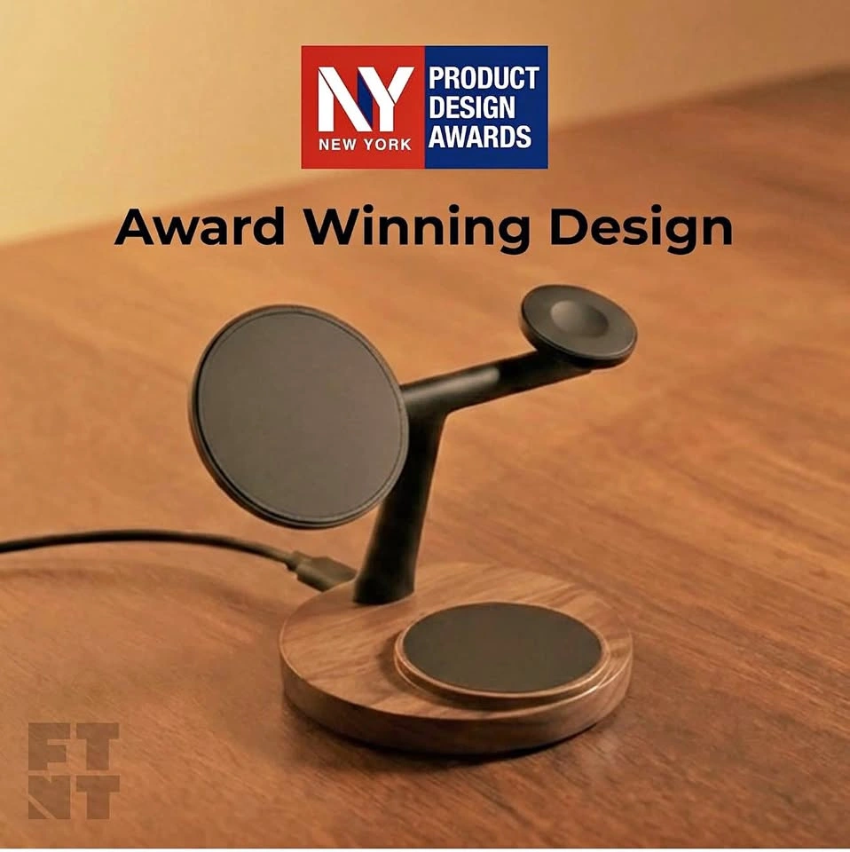 ZenStand Magnetic Wireless Charger, Walnut Wood
