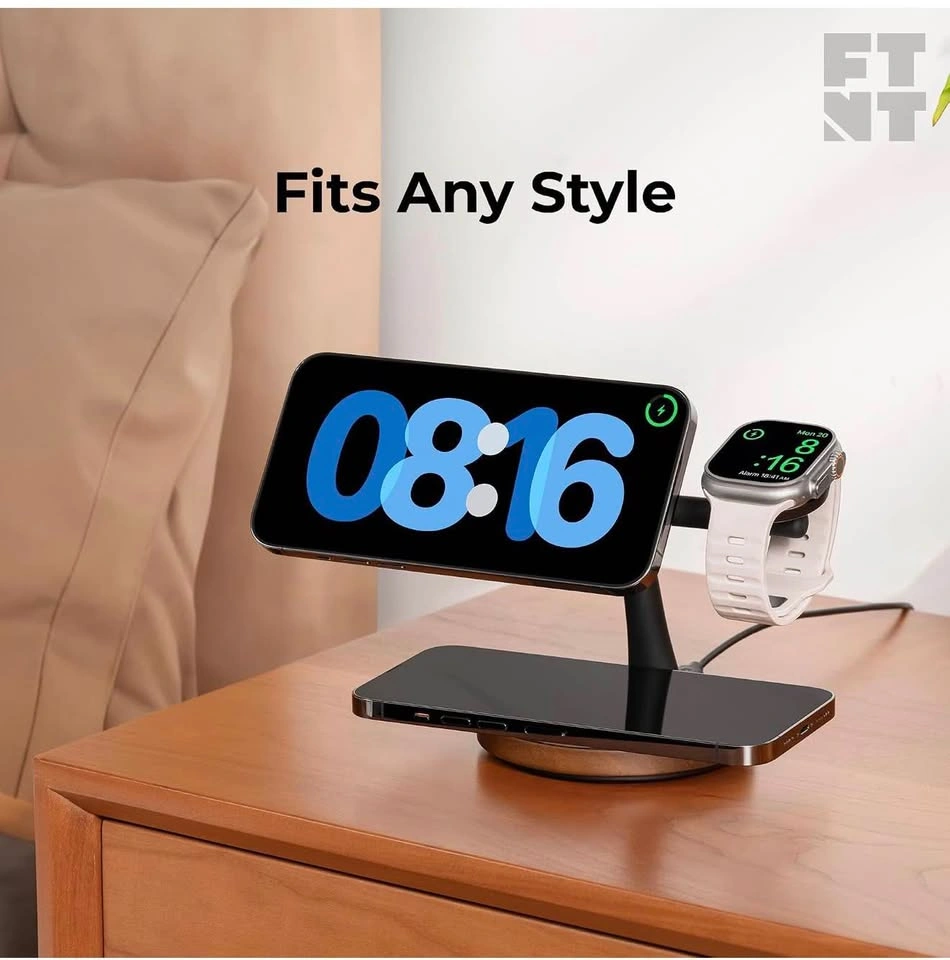 ZenStand Magnetic Wireless Charger, Walnut Wood - photo 4