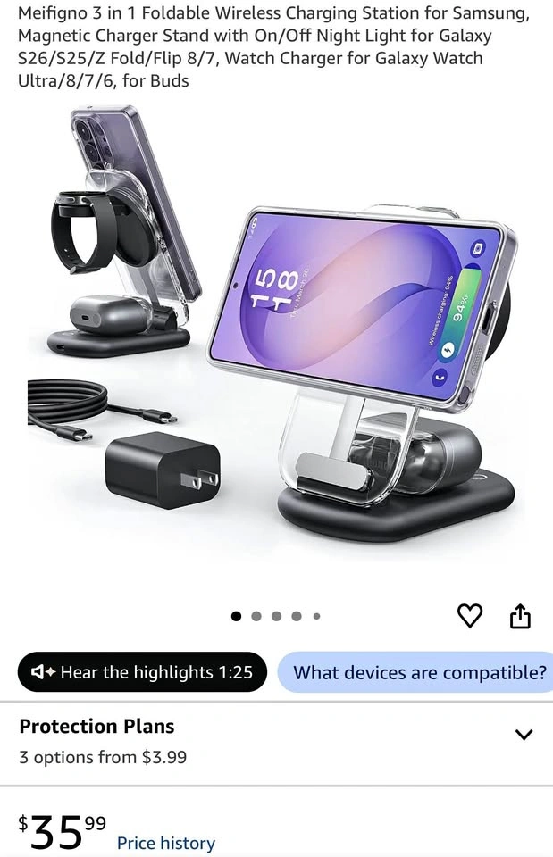 3 in 1 Foldable Wireless Charging Station for Samsung
