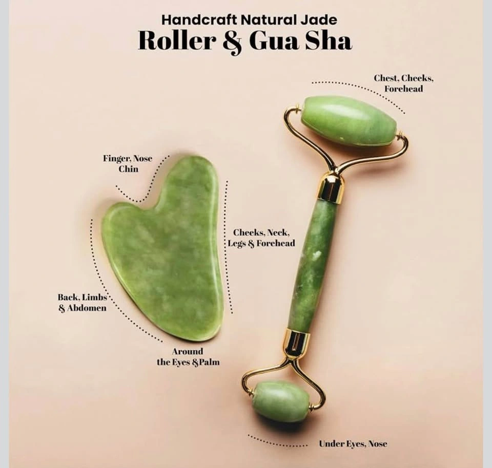 Gua Sha Facial Tools & Jade Face Roller - photo 2