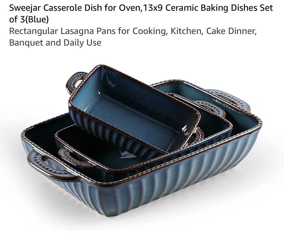 Sweejar Casserole Dish for Oven, 13x9 Ceramic Baking Dishes