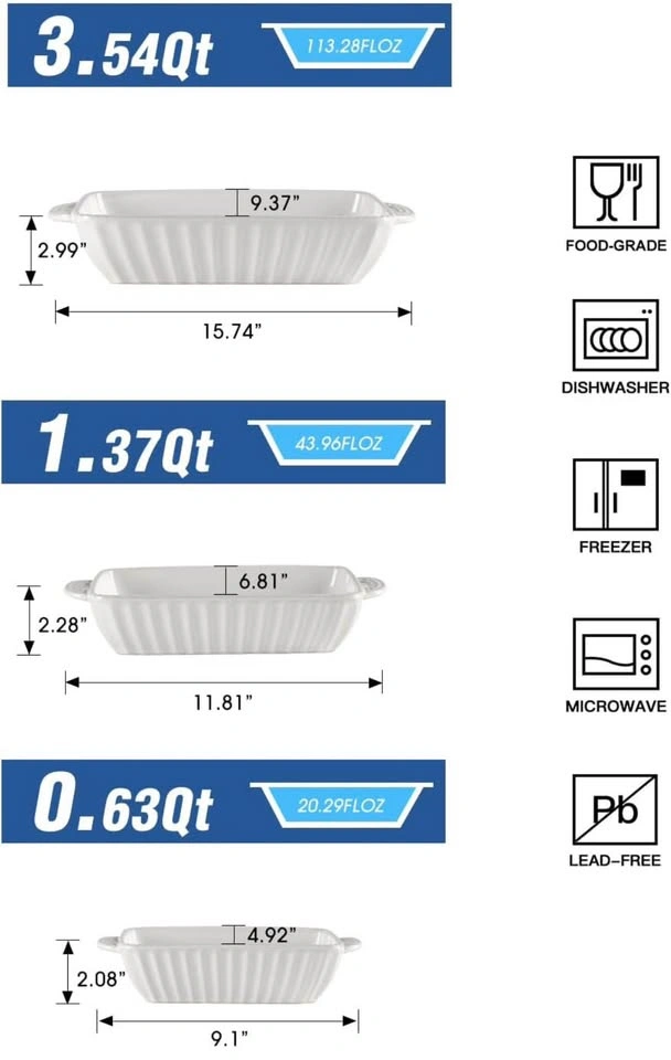 Sweejar Casserole Dish for Oven, 13x9 Ceramic Baking Dishes - photo 3
