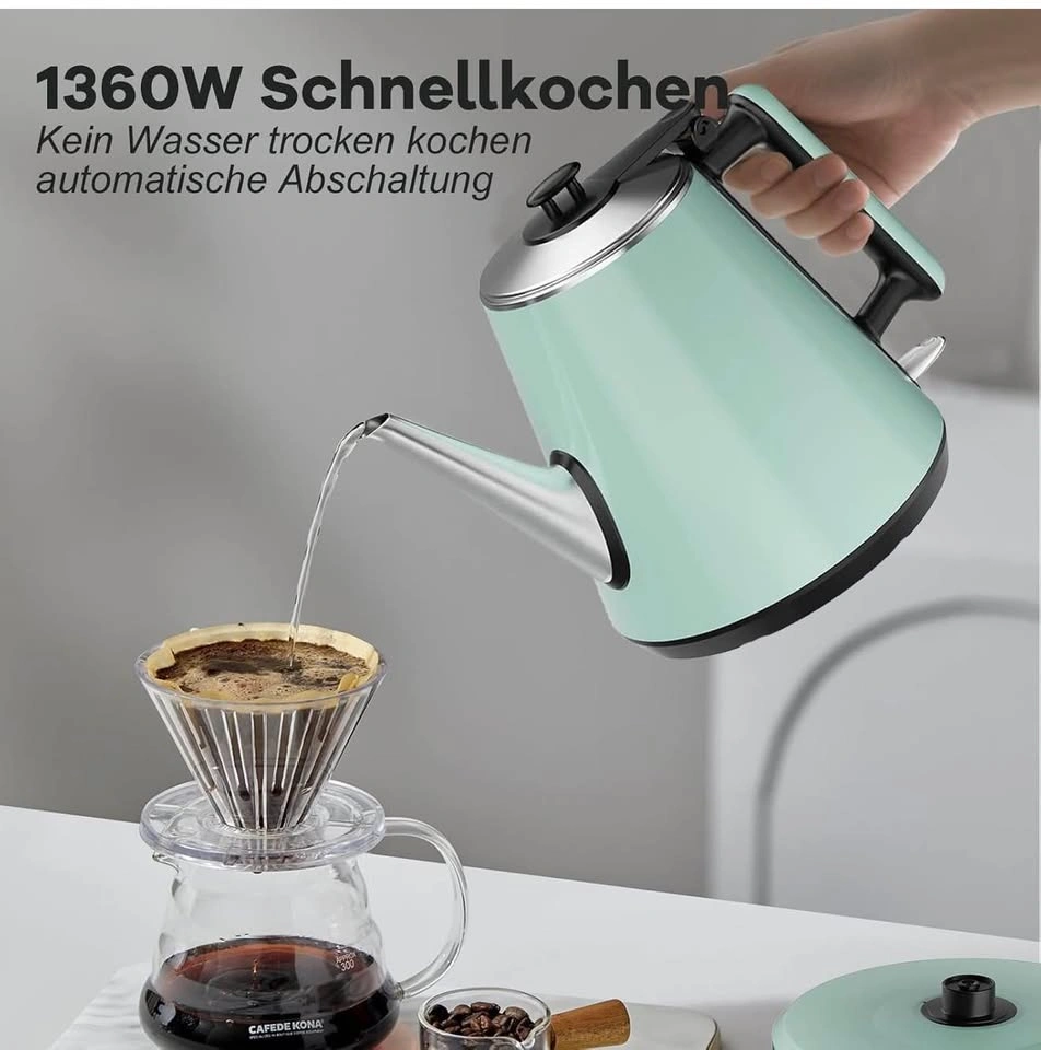 Small Gooseneck Electric Kettle 0.9L, 1000W, Pour Over(Green) - photo 4
