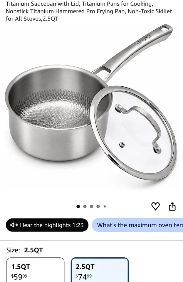 2QT Titanium Saucepan with Lid