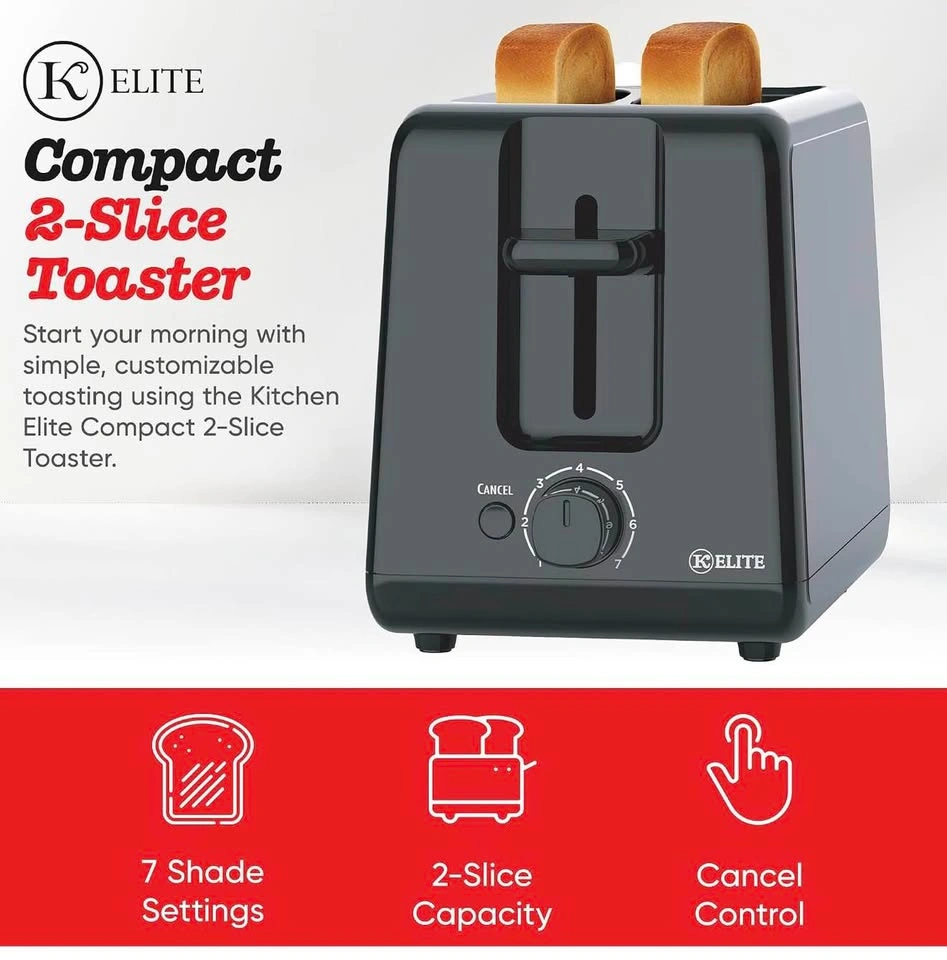 2-Slice Toaster, Single Control, 7 Shade Settings, 700W - photo 3