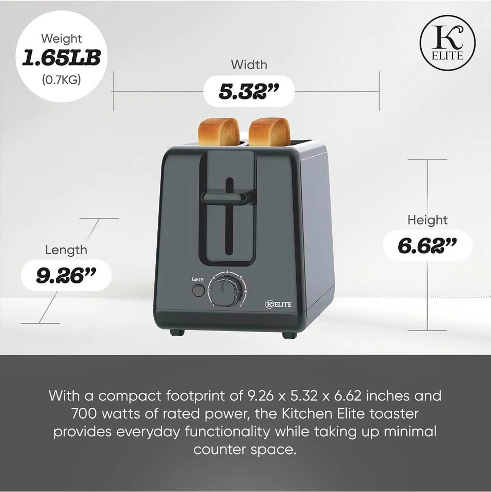 2-Slice Toaster, Single Control, 7 Shade Settings, 700W - photo 4