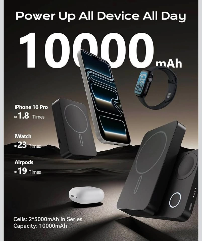 10000mAh Qi2.2 25W 3 in 1 Wireless Charger+Power Bank - photo 4