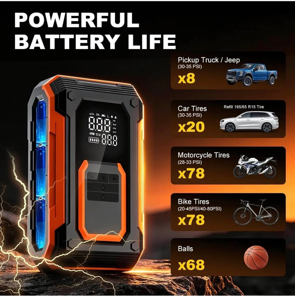 Portable Cordless Tire Inflator Air Compressor - photo 4