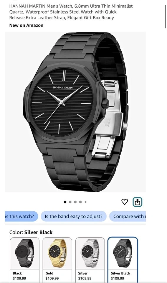 HANNAH MARTIN Men's Watch, 6.8mm Ultra Thin Minimalist Quartz