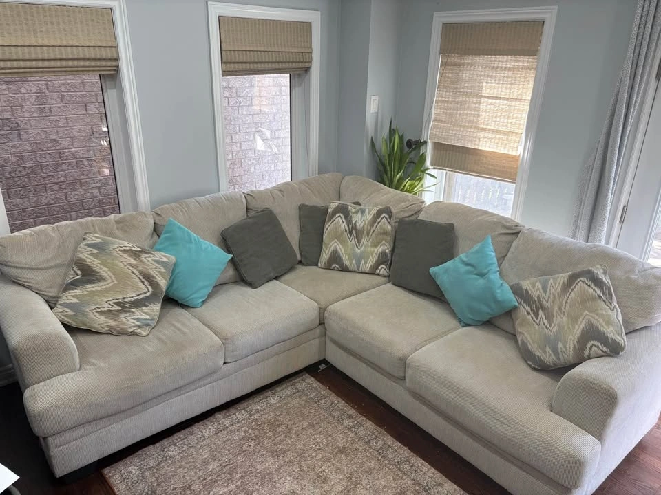 Beige L-Shaped Sectional Sofa & Lift-top Coffee Table - photo 2