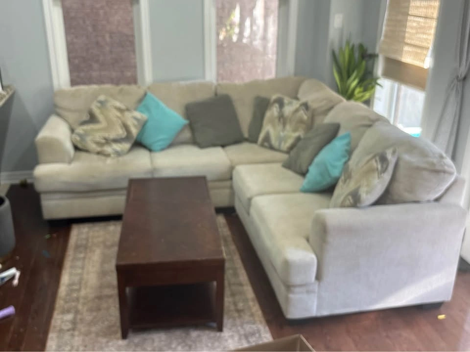 Beige L-Shaped Sectional Sofa & Lift-top Coffee Table - photo 3