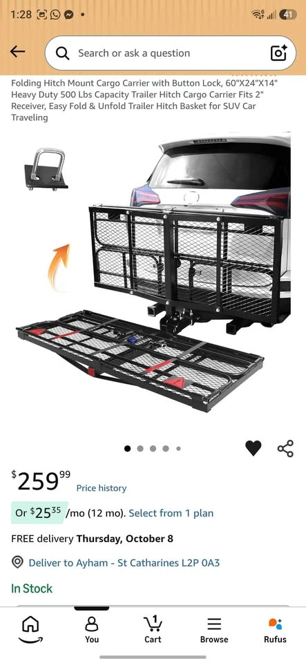 Brand New Hitch Mount Cargo Carrier 60x24x14 - 500lb Capacity - photo 3