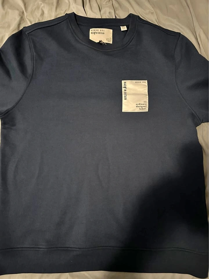 Ted Baker London Made in Britain Stitched Patch Navy Crewneck