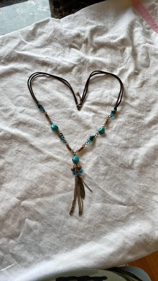 Turquoise And Leather Necklace