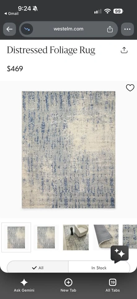 West Elm Distressed Foliage Rug 5x8 - photo 4