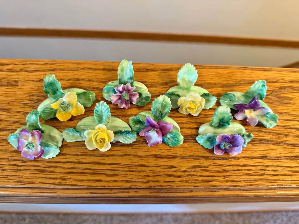 Crown Staffordshire Fine Bone China Flower Place Card Holders