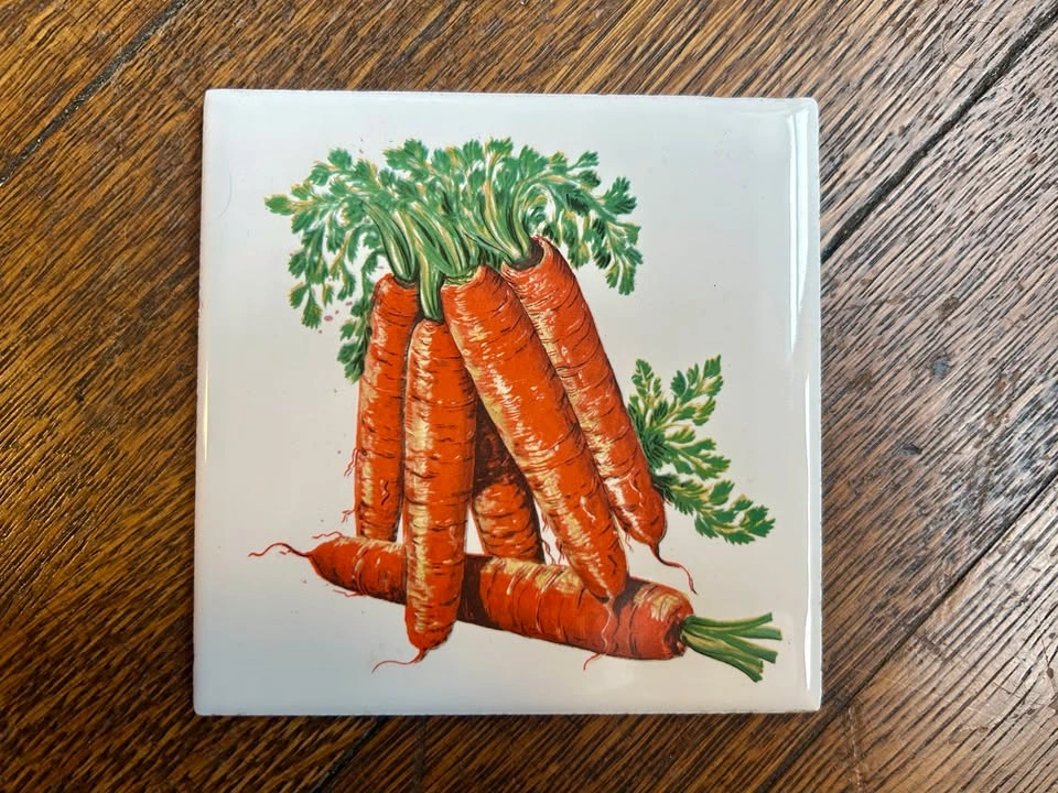 Vintage Gien France Botanical Vegetable Ceramic Tiles (Set of 13 - photo 2