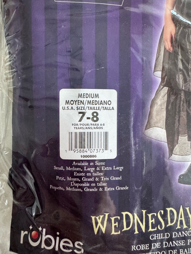 Brand New Wednesday Addams Kids Halloween Costume Size 7-8 - photo 3