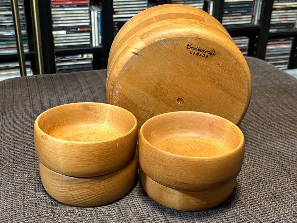Vintage MCM 1960’s Baribocraft Canada Wooden Salad Bowl Set - photo 5