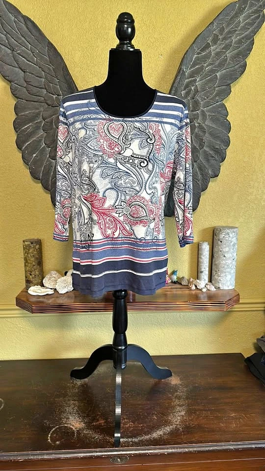 Olsen Paisley Print 3/4 sleeve Shirt