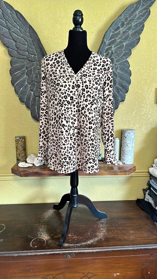 Lord & Taylor Leopard Print V-Neck Blouse