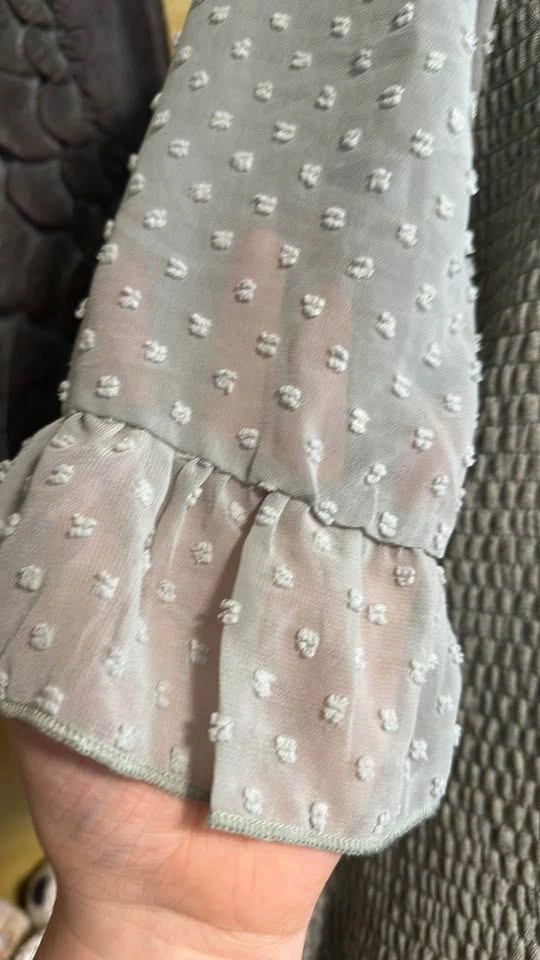 Siren Lily Gray Smocked Blouse with Sheer Sleeves - photo 3