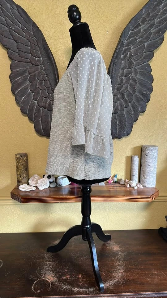 Siren Lily Gray Smocked Blouse with Sheer Sleeves - photo 5