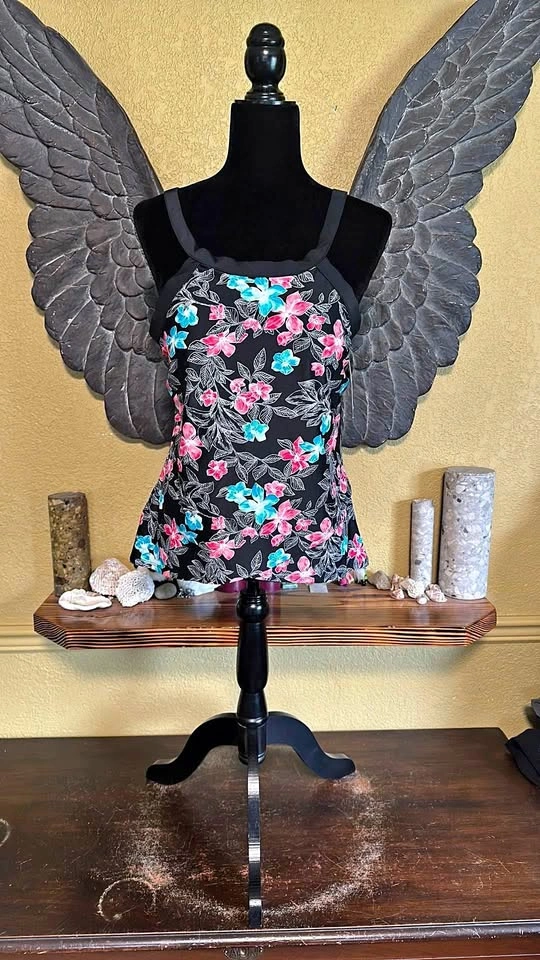 Christina Floral Black Swim Top