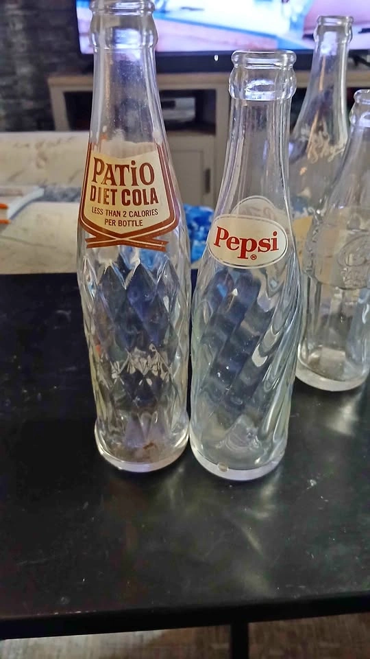 Vintage Coca-Cola, Pepsi, and Patio Glass Soda Bottles