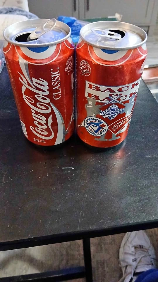 Vintage Coca-Cola Toronto Blue Jays 1992 & 1993 Cans - Set of 2