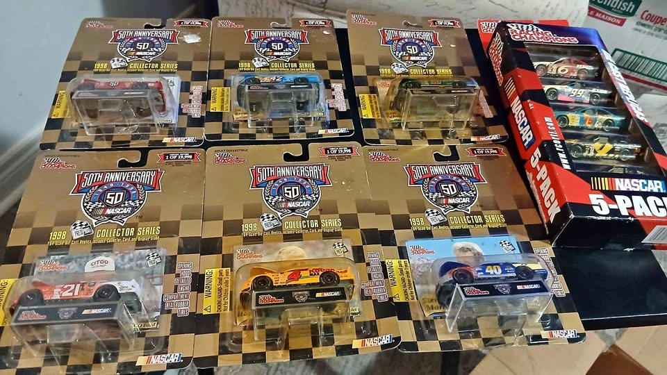 Vintage NASCAR Die-Cast Cars, Cards, Bears, and Tins