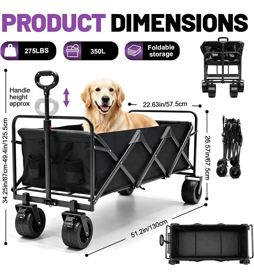 8-Inch Tank Wheel Folding Utility Cart Wagon