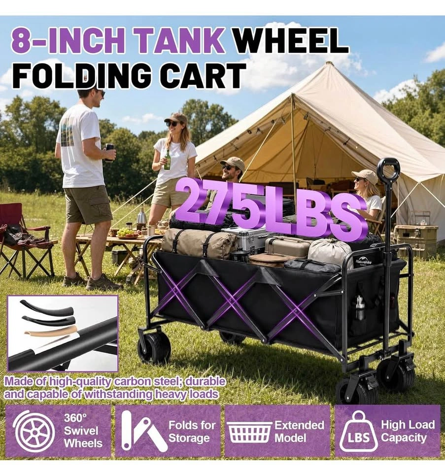 8-Inch Tank Wheel Folding Utility Cart Wagon - photo 2