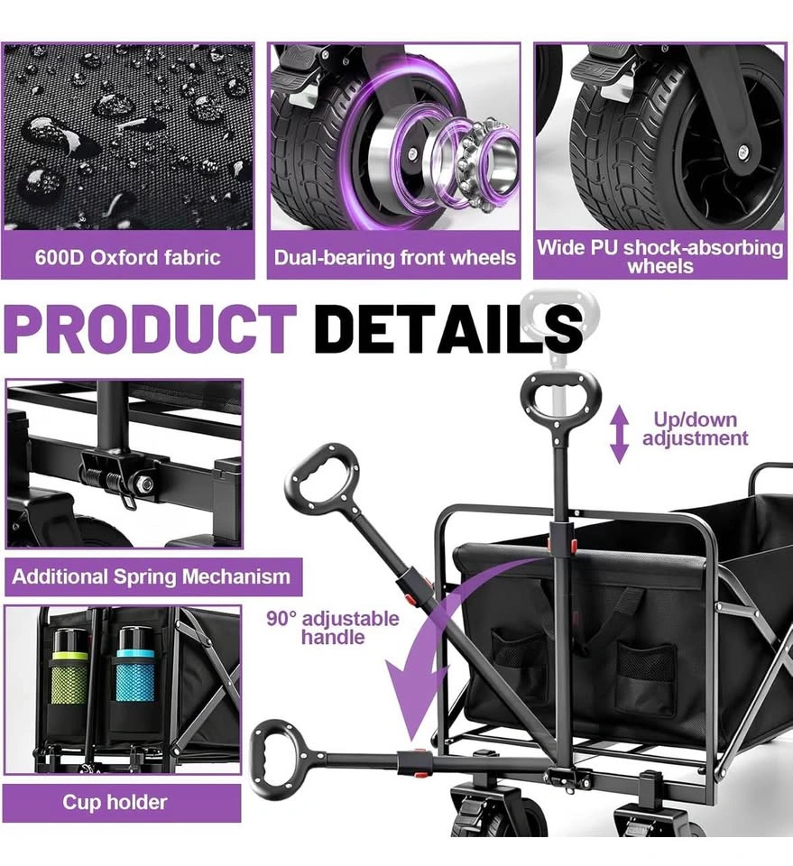8-Inch Tank Wheel Folding Utility Cart Wagon - photo 4