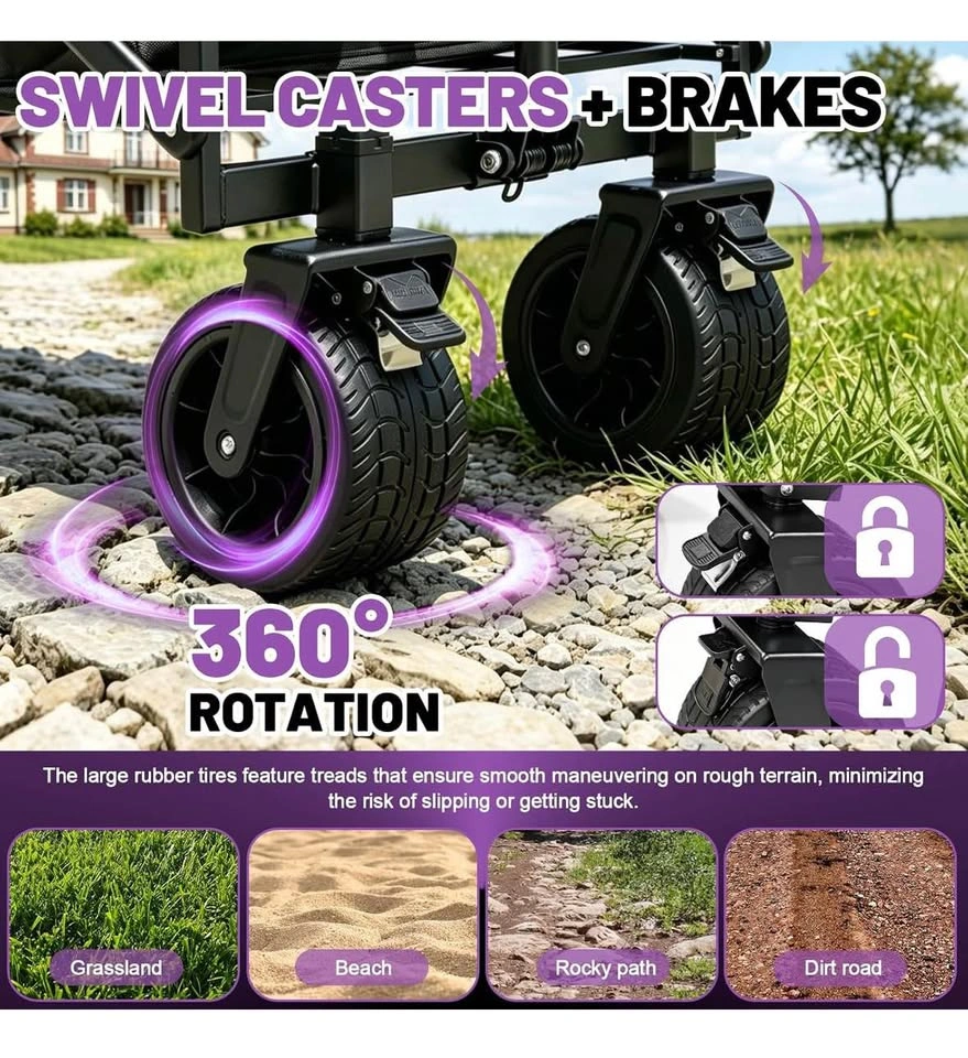 8-Inch Tank Wheel Folding Utility Cart Wagon - photo 5