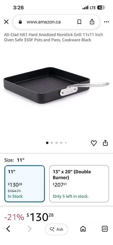 All-Clad HA1 Hard Anodized Nonstick 11x11 Inch Grill Pan - photo 5
