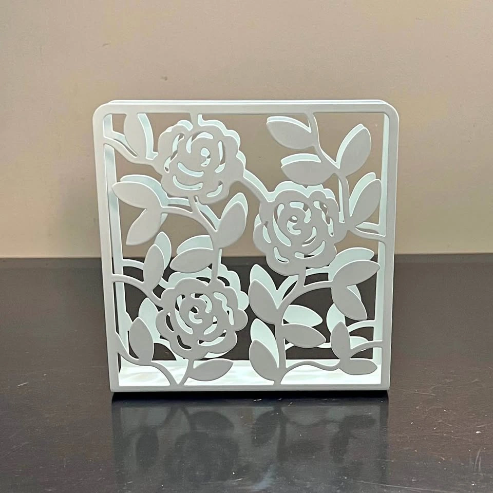 Ikea Metal off White Floral Napkin Holder