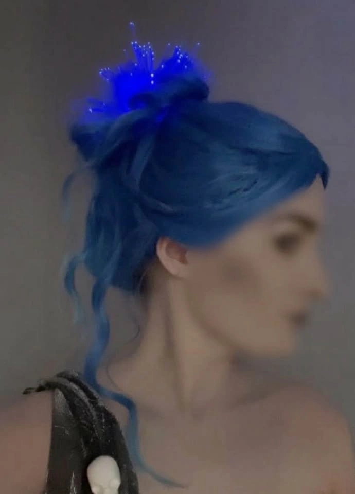 Long Blue Synthetic Costume Halloween Wig