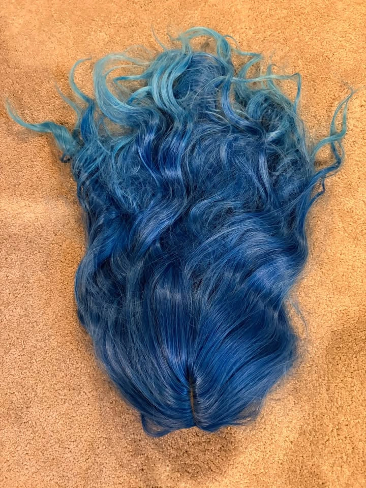 Long Blue Synthetic Costume Halloween Wig - photo 2