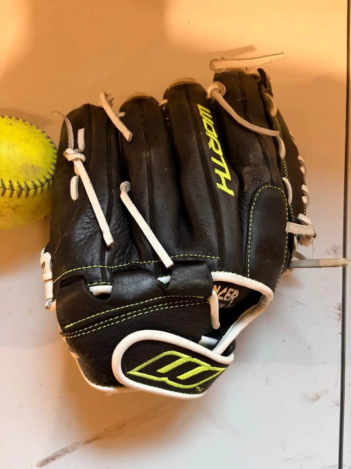 2 Softball/Baseball Gloves + Optic Yellow Softball Bundle - photo 4