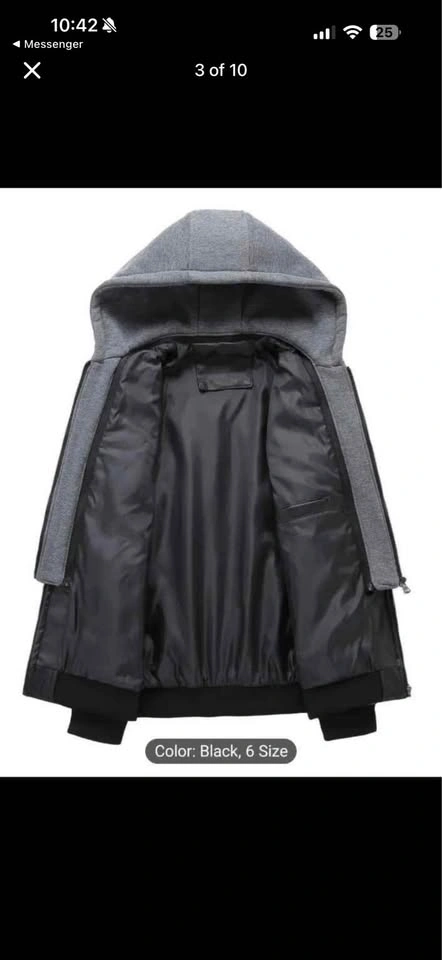 Men's Hooded Faux Leather Jacket - photo 3
