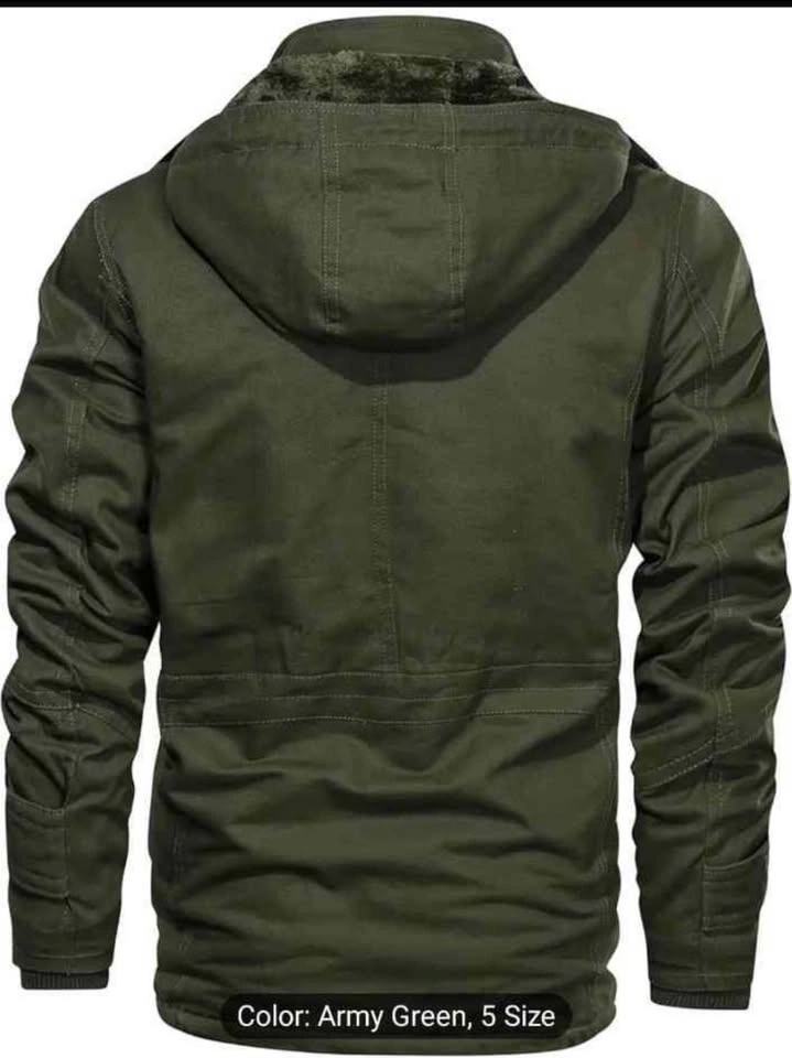 Men's Army Green Fleece-Lined Tactical Hooded Jacket - photo 3