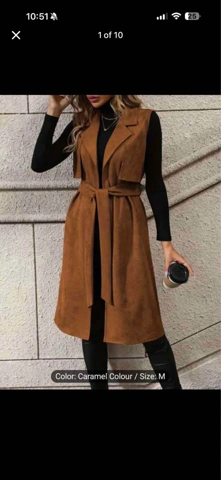Caramel Faux Suede Long Vest - photo 3